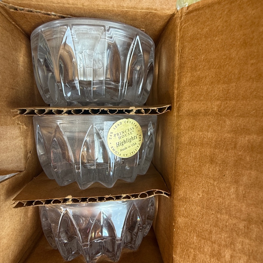 Princess House Lead Crystal 3 piece Tea Light Candle Holders #6203
